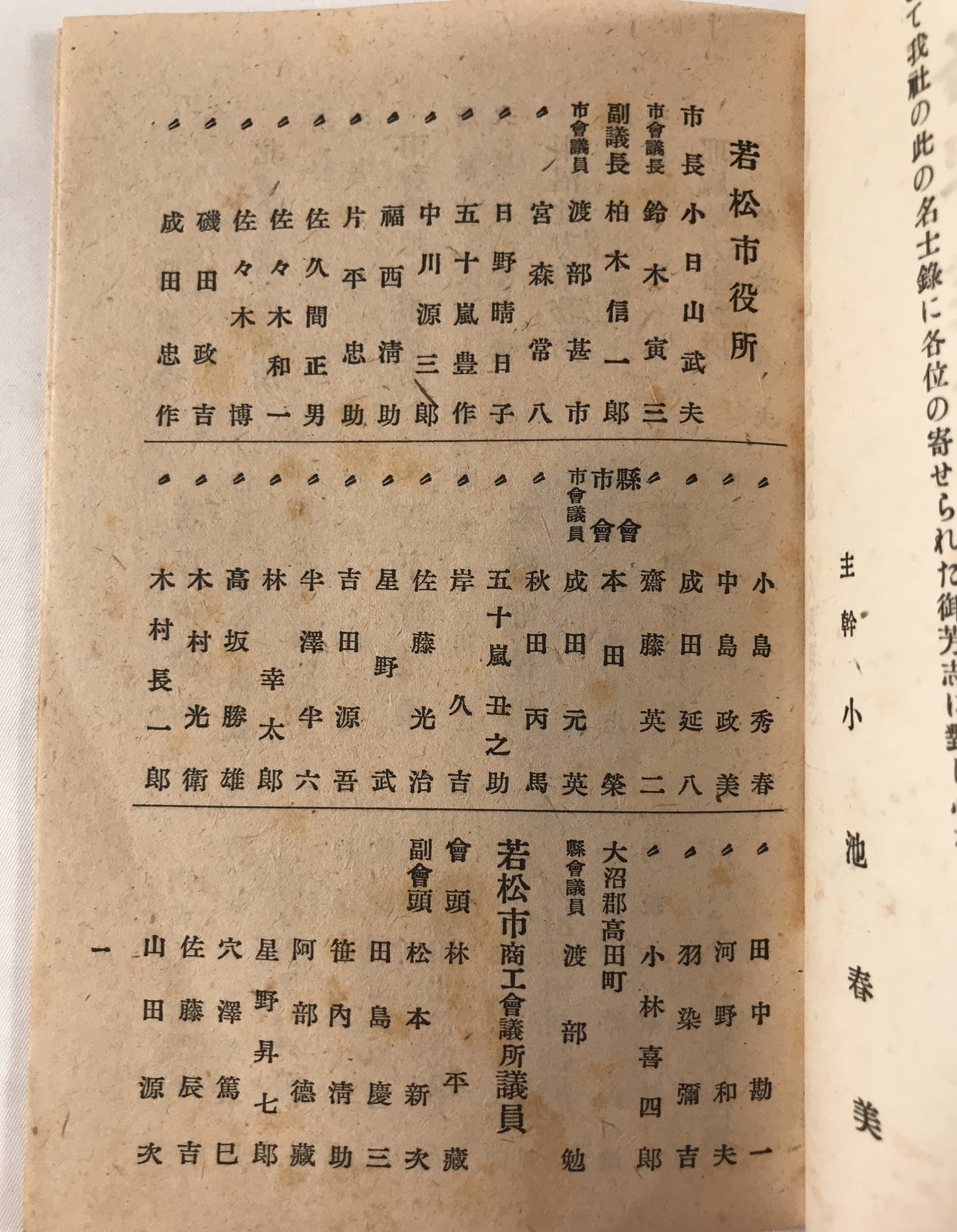 各界業者及び名士録:祝新憲法発布記念(8月現在)