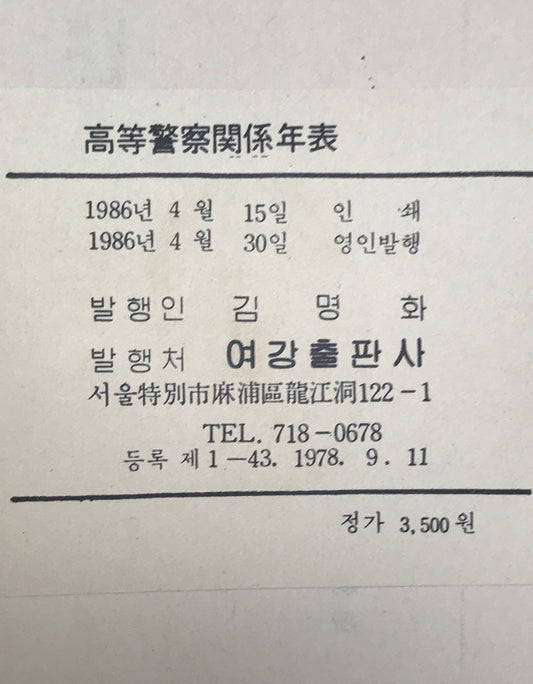 高等警察関係年表　1930年