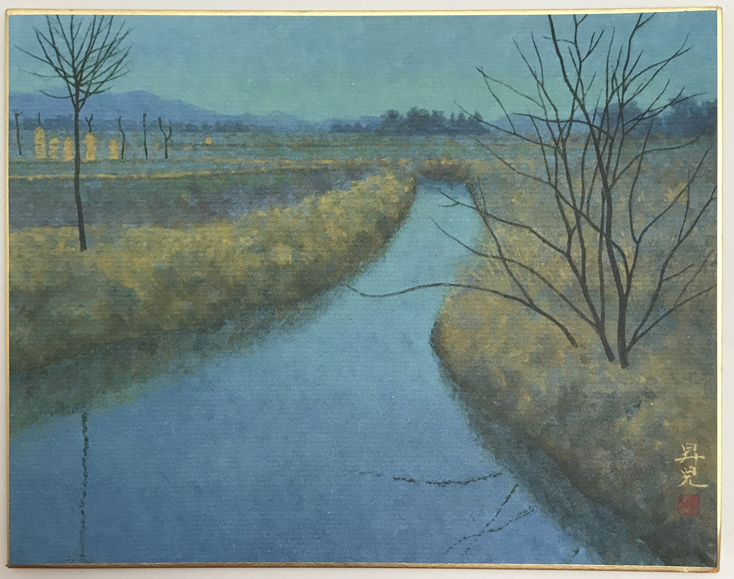 浜田昇児 色紙 水辺の風景