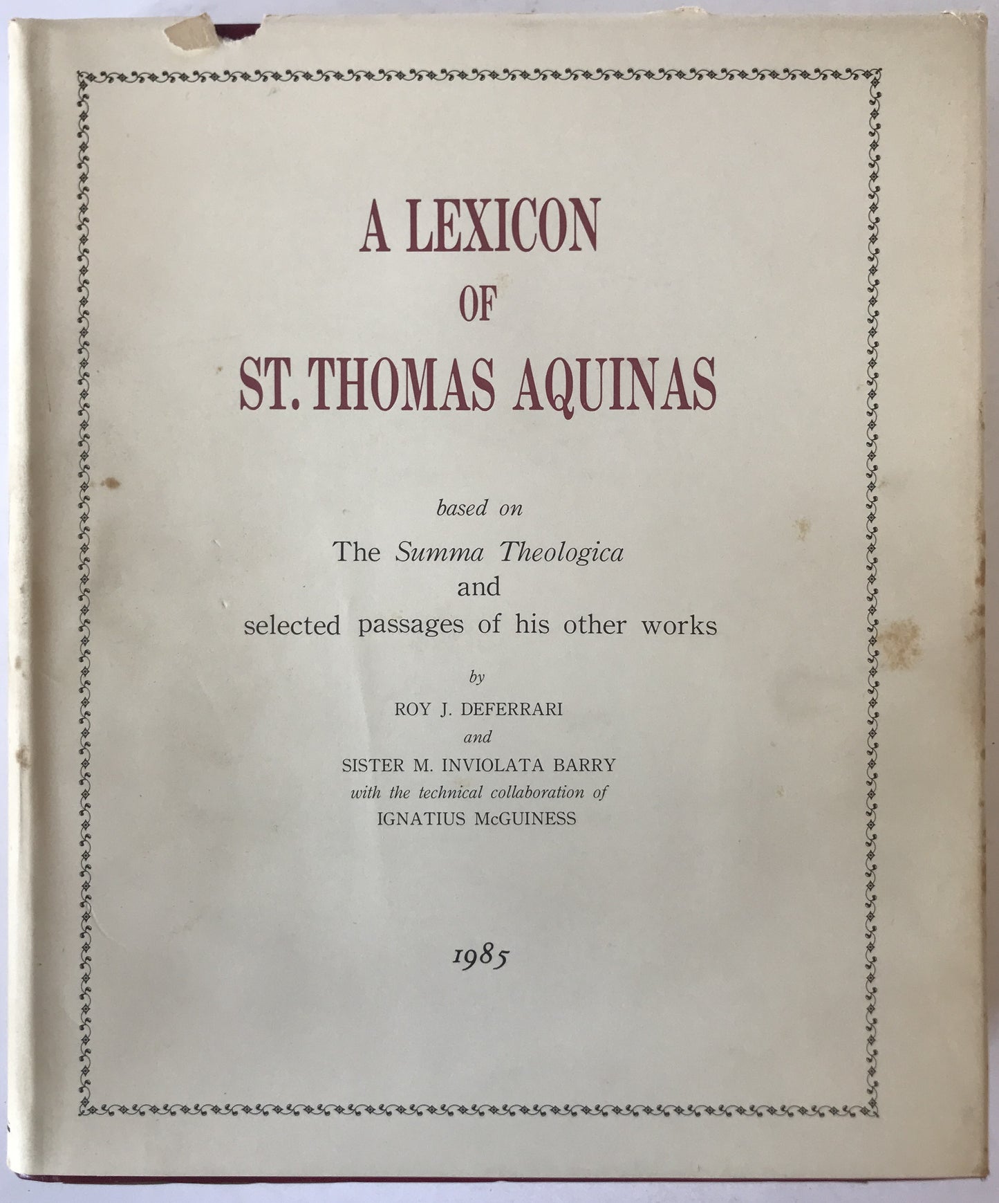 トマス辞典 A Lexicon ST. Thomas Aquins