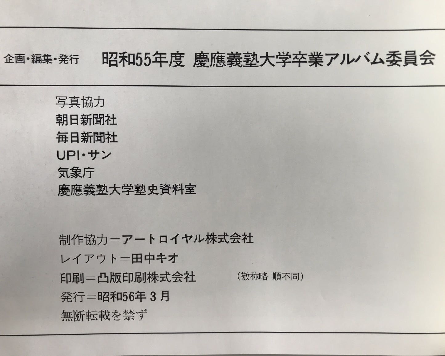昭和55年度　慶応義塾大学卒業アルバム