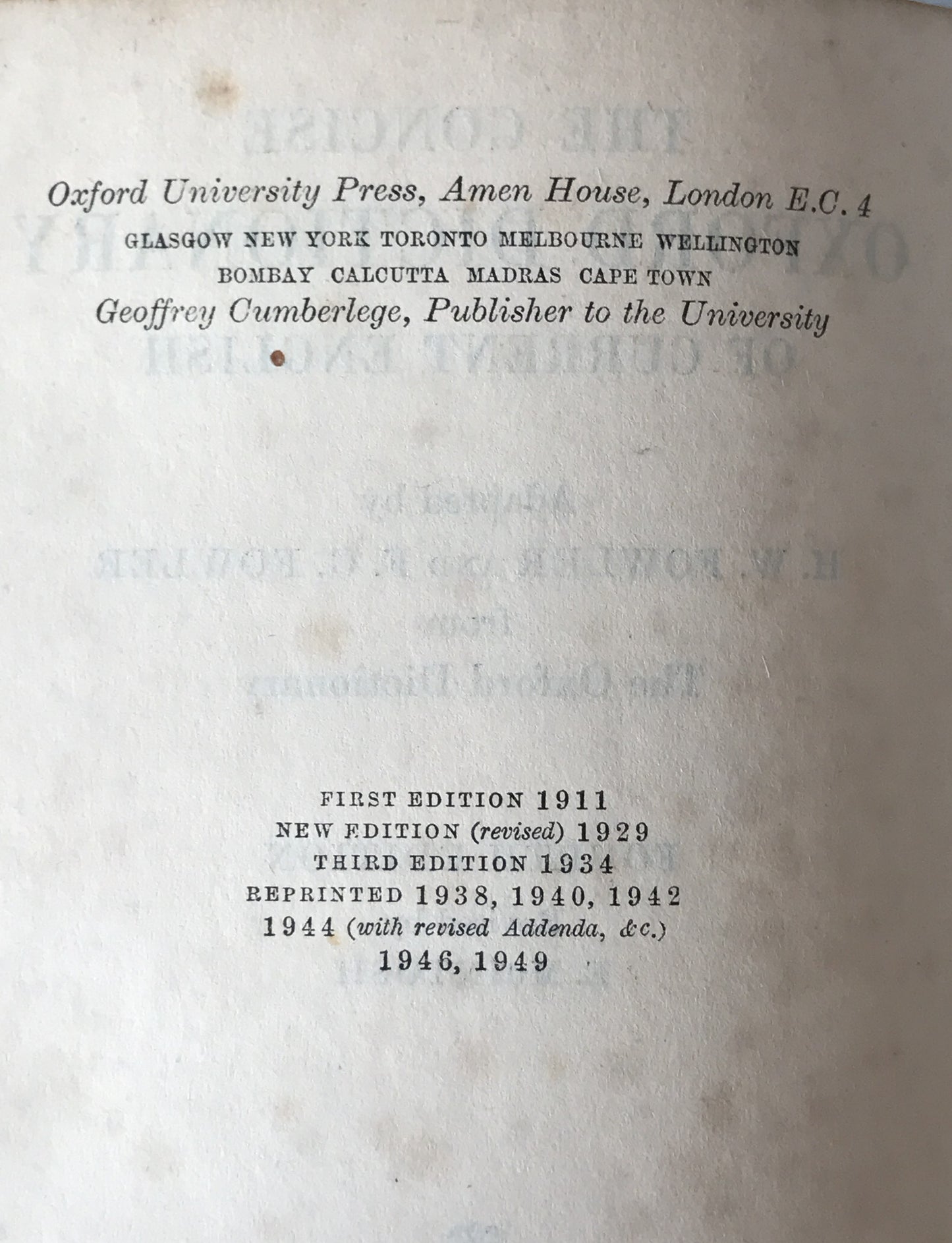The concise Oxford dictionary of current English