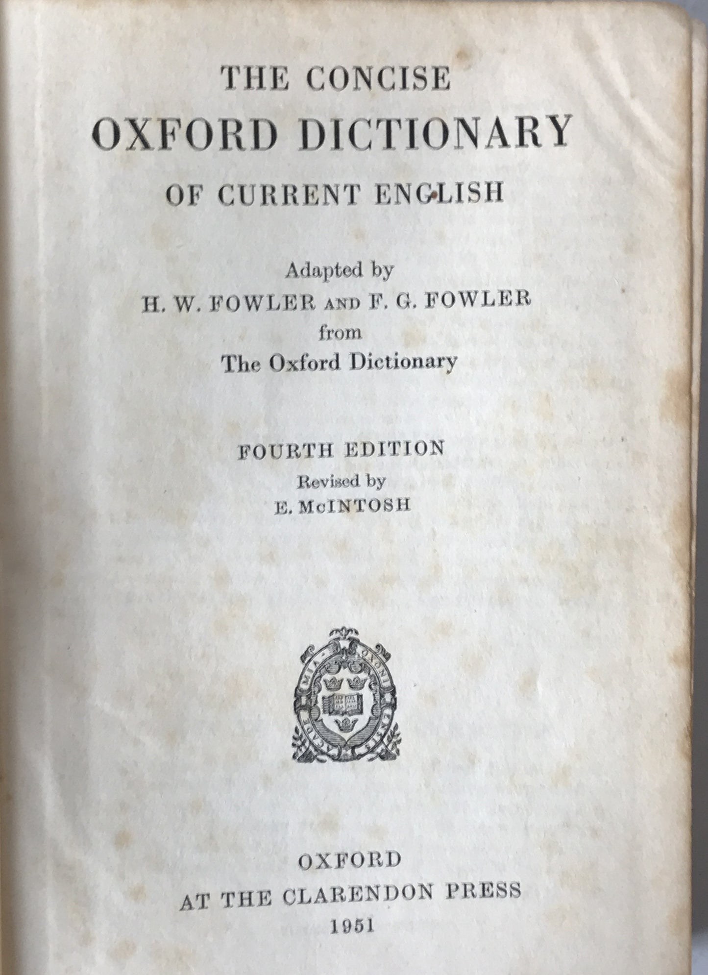 The concise Oxford dictionary of current English