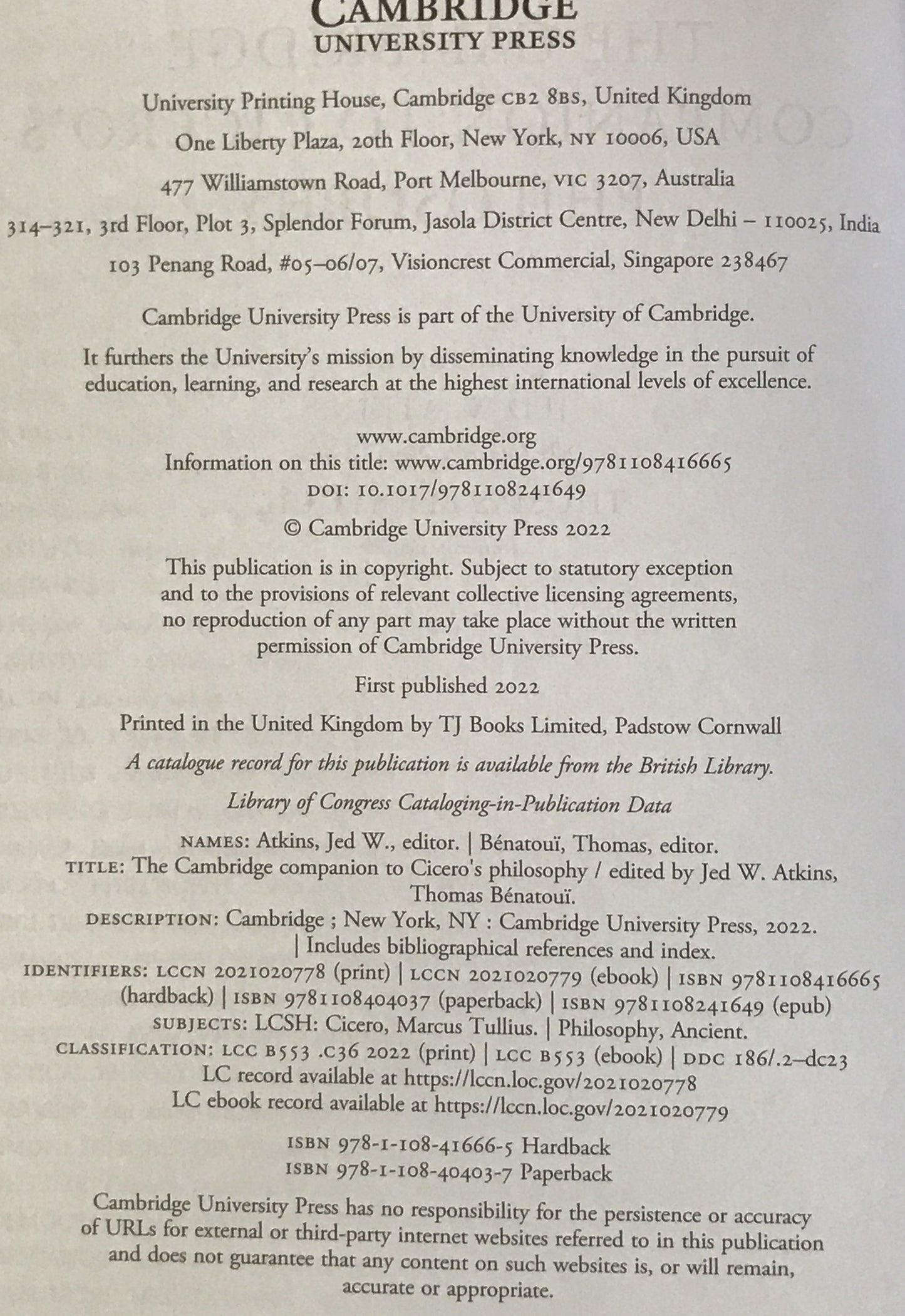 The Cambridge Companion to Cicero's Philosophy (Cambridge Companions to Philosophy) ハードカバー (英語版)