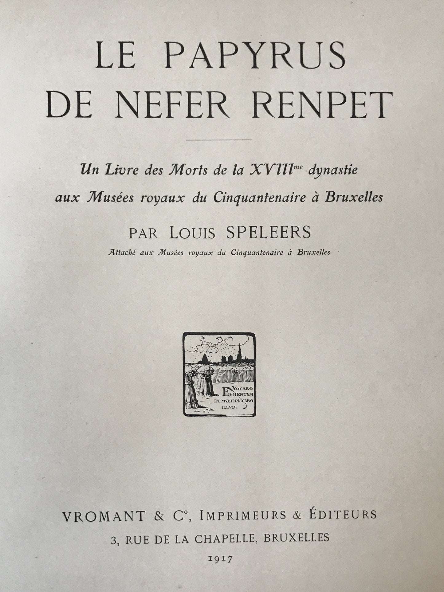 Le papyrus de nefer renpet　Un Livre des Morts de la XVIIIme dynastie (フランス語)