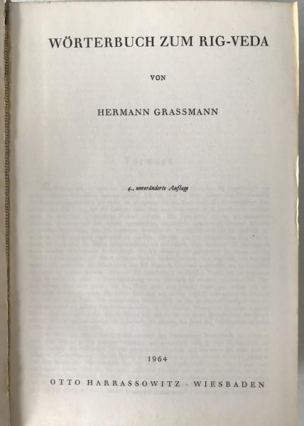 W?rterbuch zum Rig-Veda 1964 Hermann Grassmann 4th ed Harrassowitz Indology