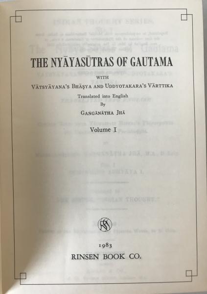 The Ny?yas?tras of Gautama (4 Vol Set)
