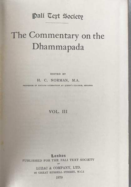 DHAMMAPADATTHAKATH? Vol. III (1970 PTS Reprint)