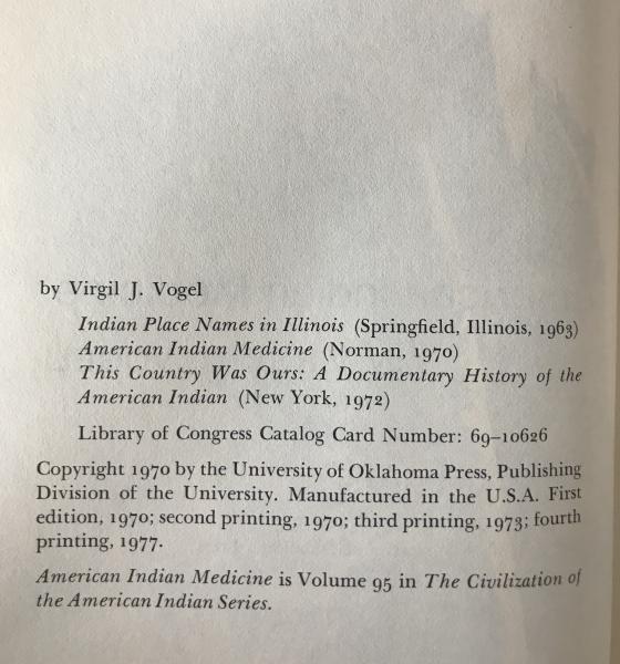 American Indian Medicine Virgil J. Vogel 1973 Oklahoma Press Native American Studies