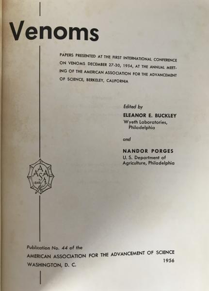 Venoms (1958 Second Printing) - First International Conference Proceedings 1954