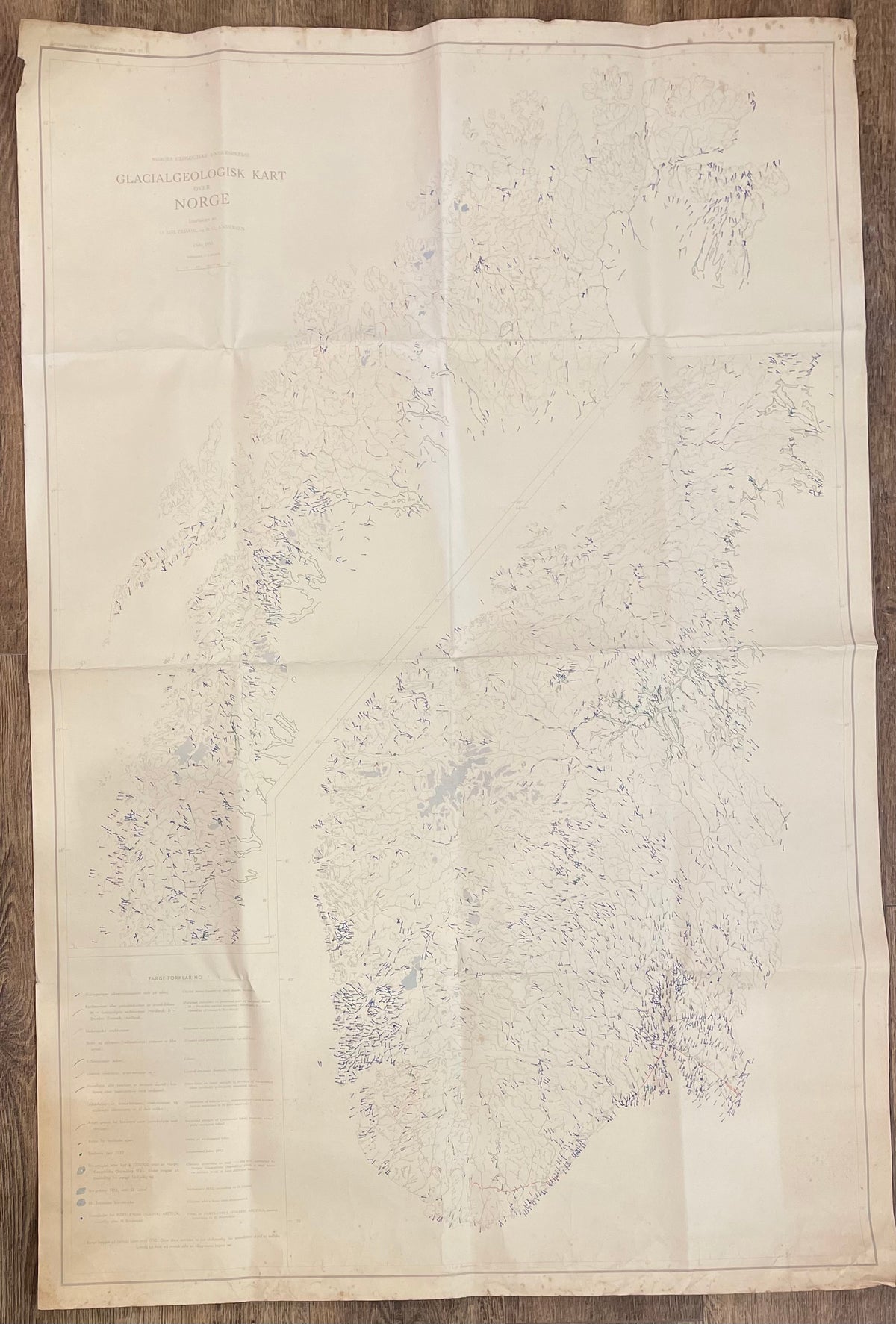 【古地図】ノルウェー氷河地質図　Glacialgeologisk Kart over NORGE 1953 1/1,000,000