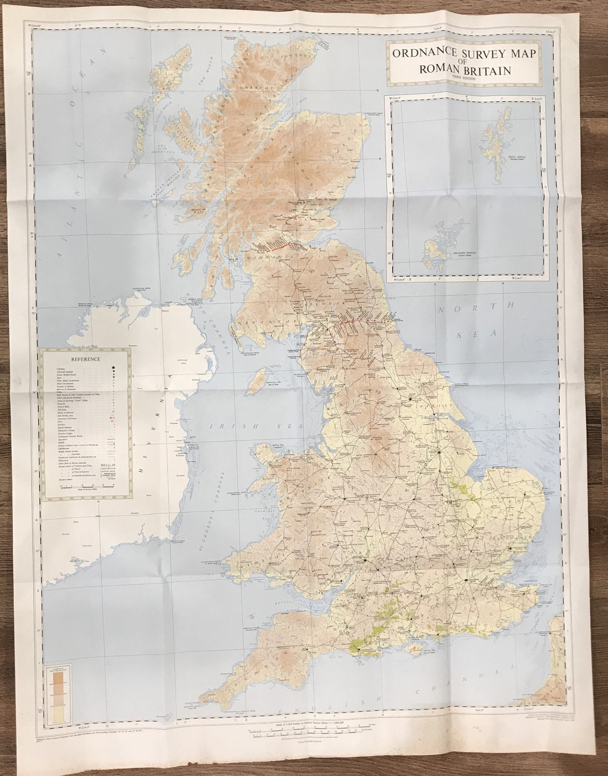 【古地図】Ordnance Survey Map of Roman Britain 1/1,000,000 the Ordnance Survey,Chessington,Surrey,1956