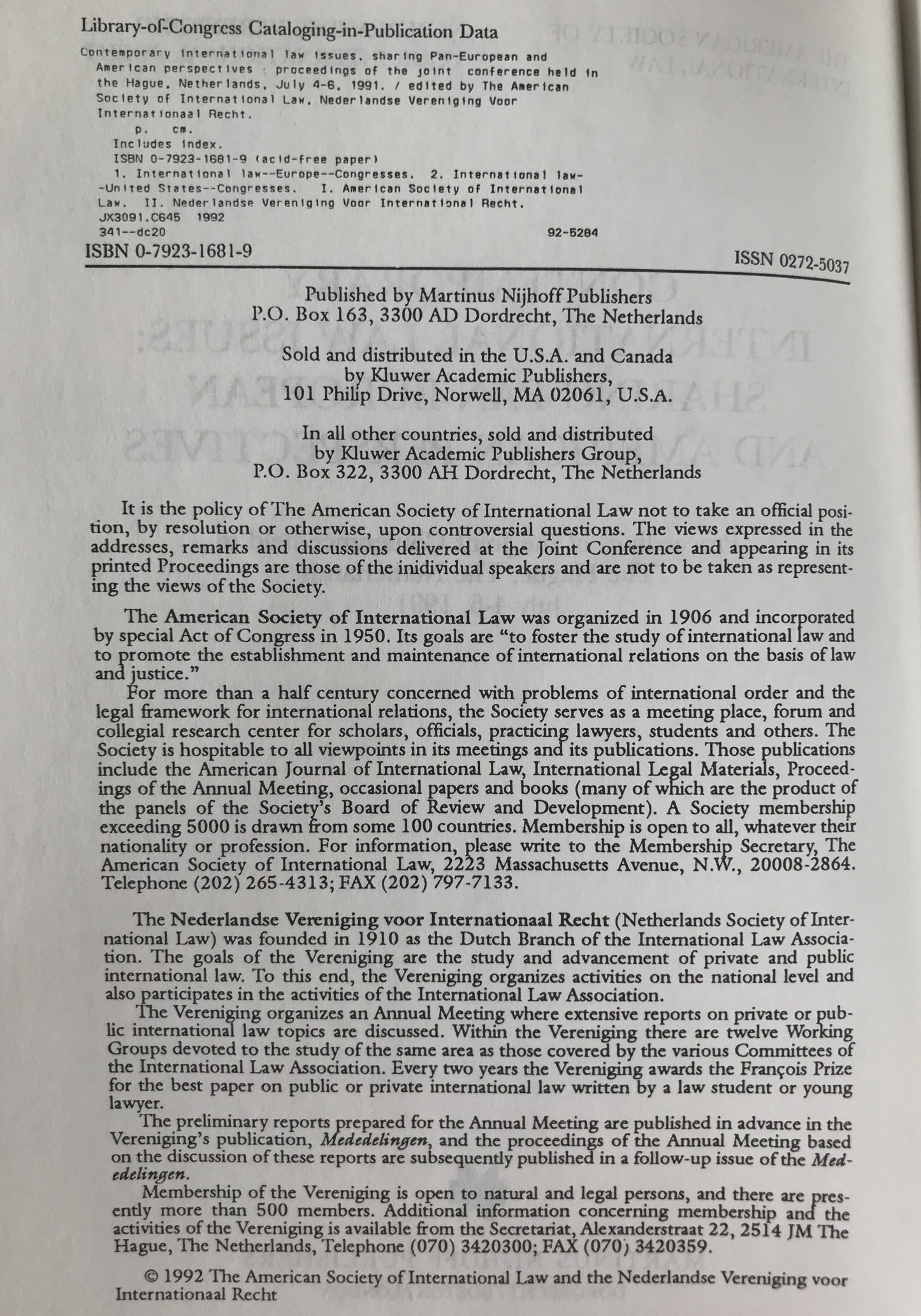 Contemporary International Law Issues: Sharing Pan-European and American Perspectives. (英語版) ハードカバー