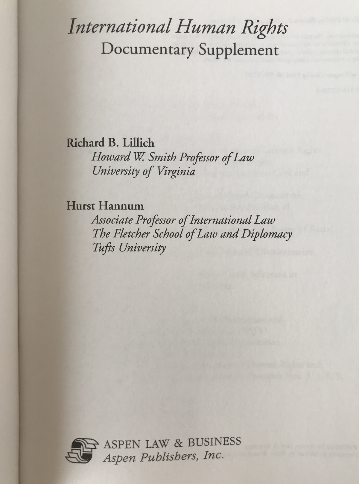 International Human Rights Documentary Supplement (英語版)  ペーパーバック
