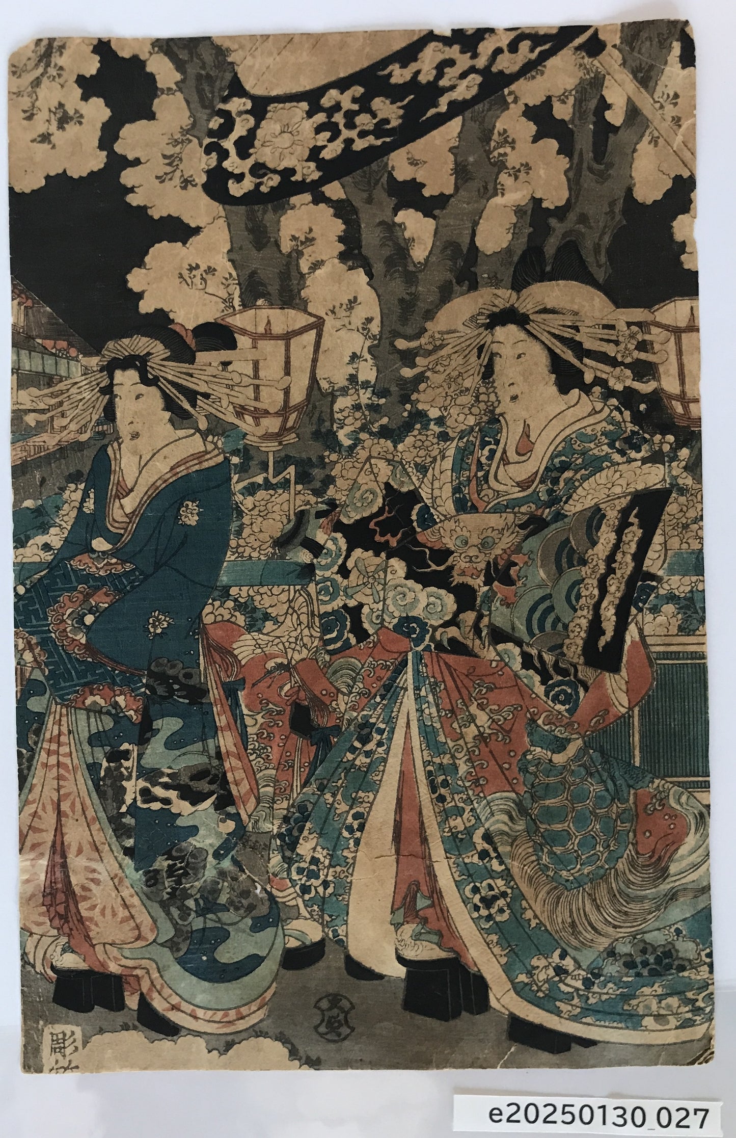 歌川派 美人画　二美人図