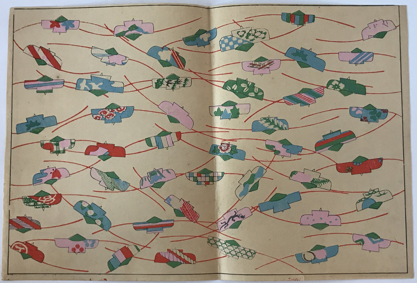 千代紙　日本のアンティーク木版画　2枚揃え　袋付き