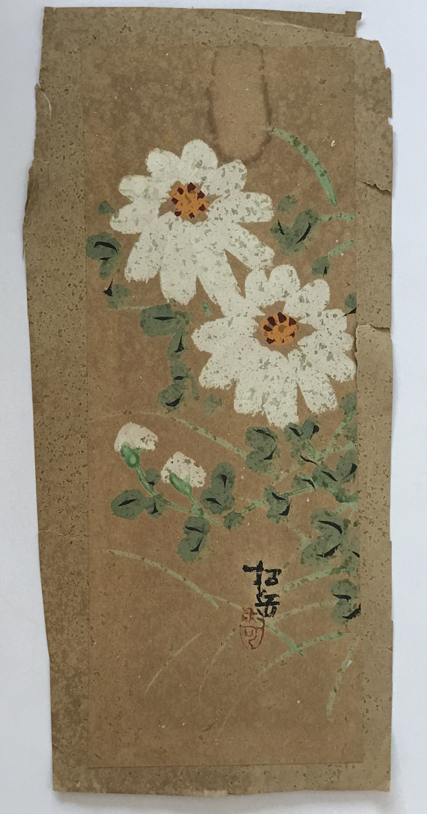 花の絵　南天、福寿草、牡丹、菊　4枚揃え